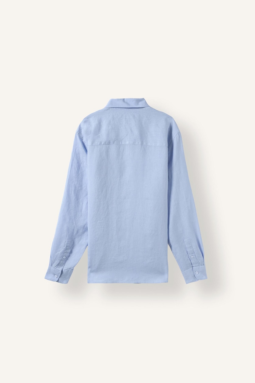 Men Light Blue Regular Fit Linen Long Sleeve Shirt