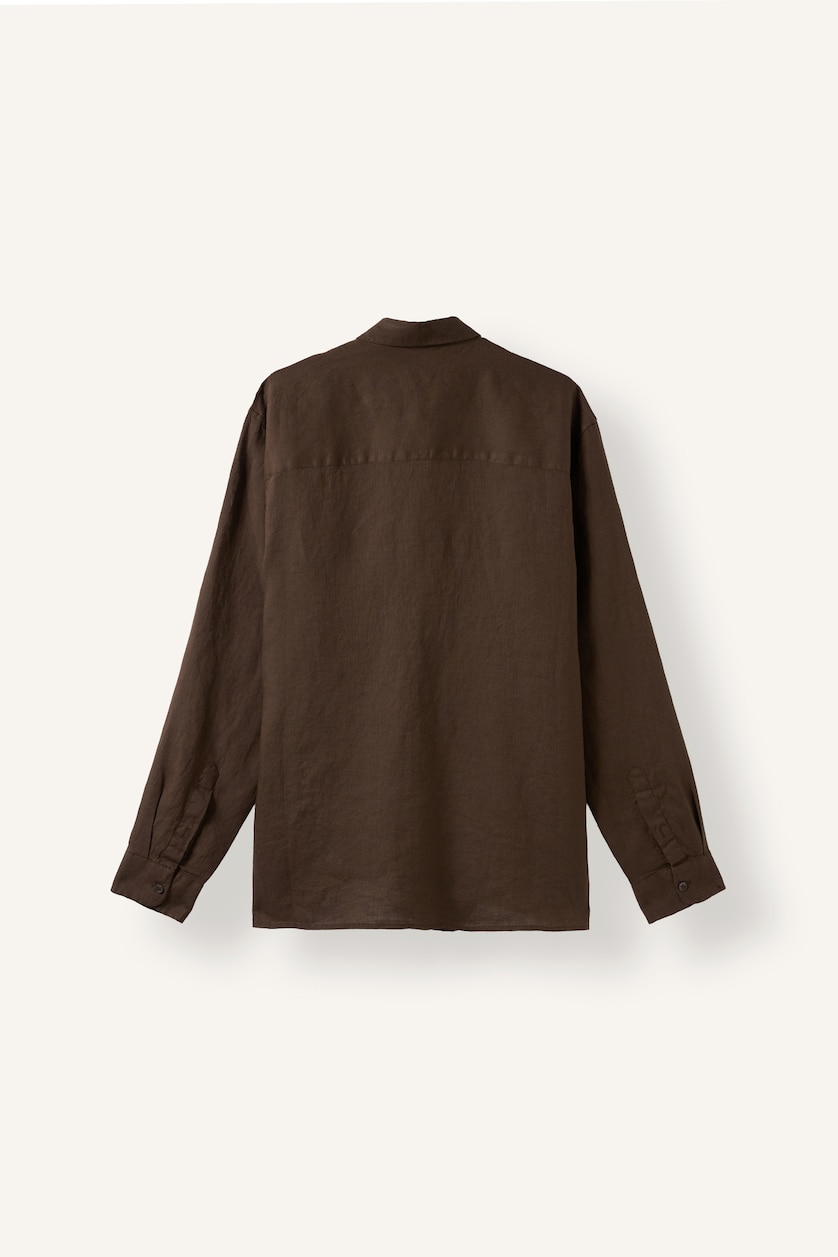 Men Brown Regular Fit Linen Long Sleeve Shirt