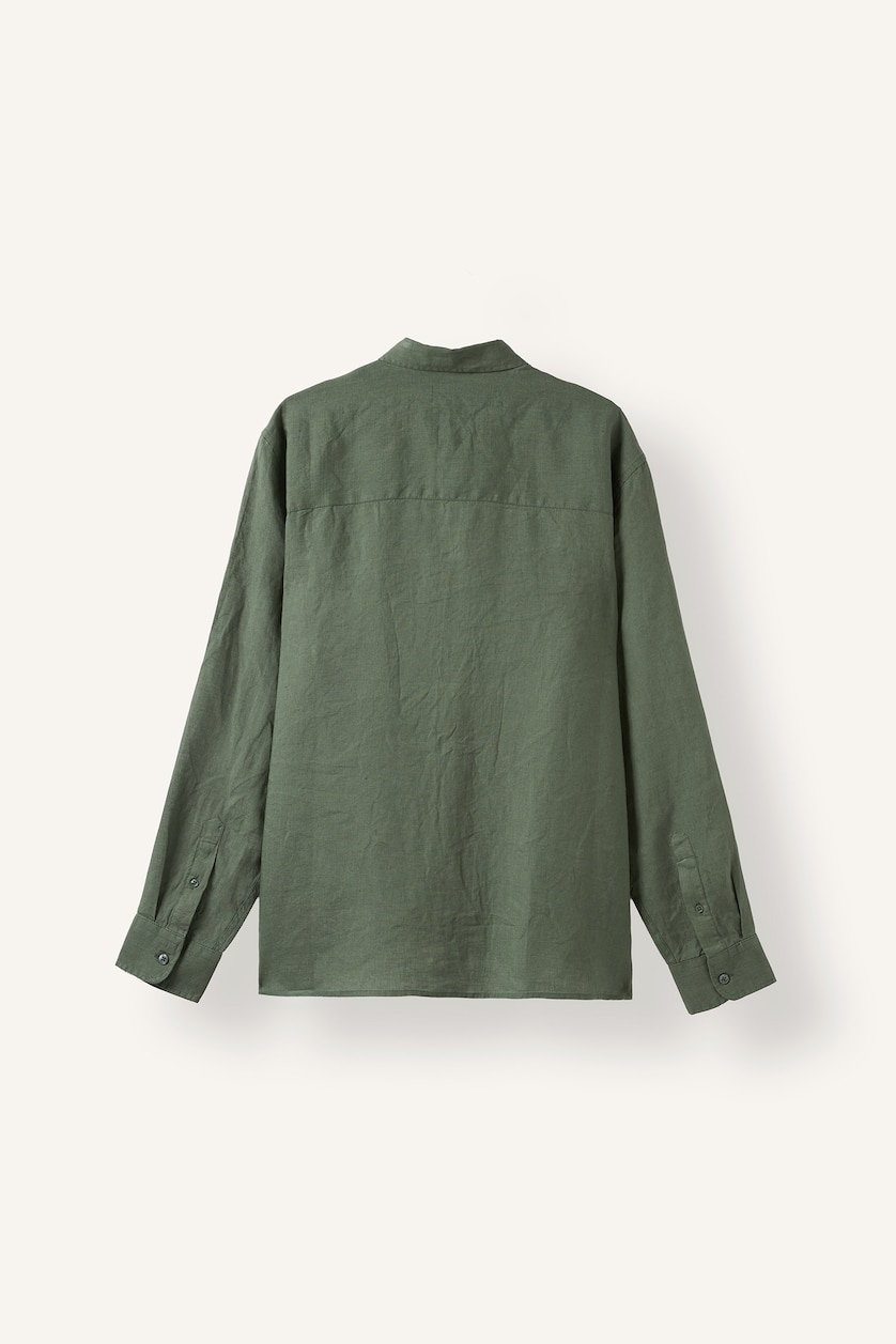 Men Light Green Regular Fit Linen Long Sleeve Shirt