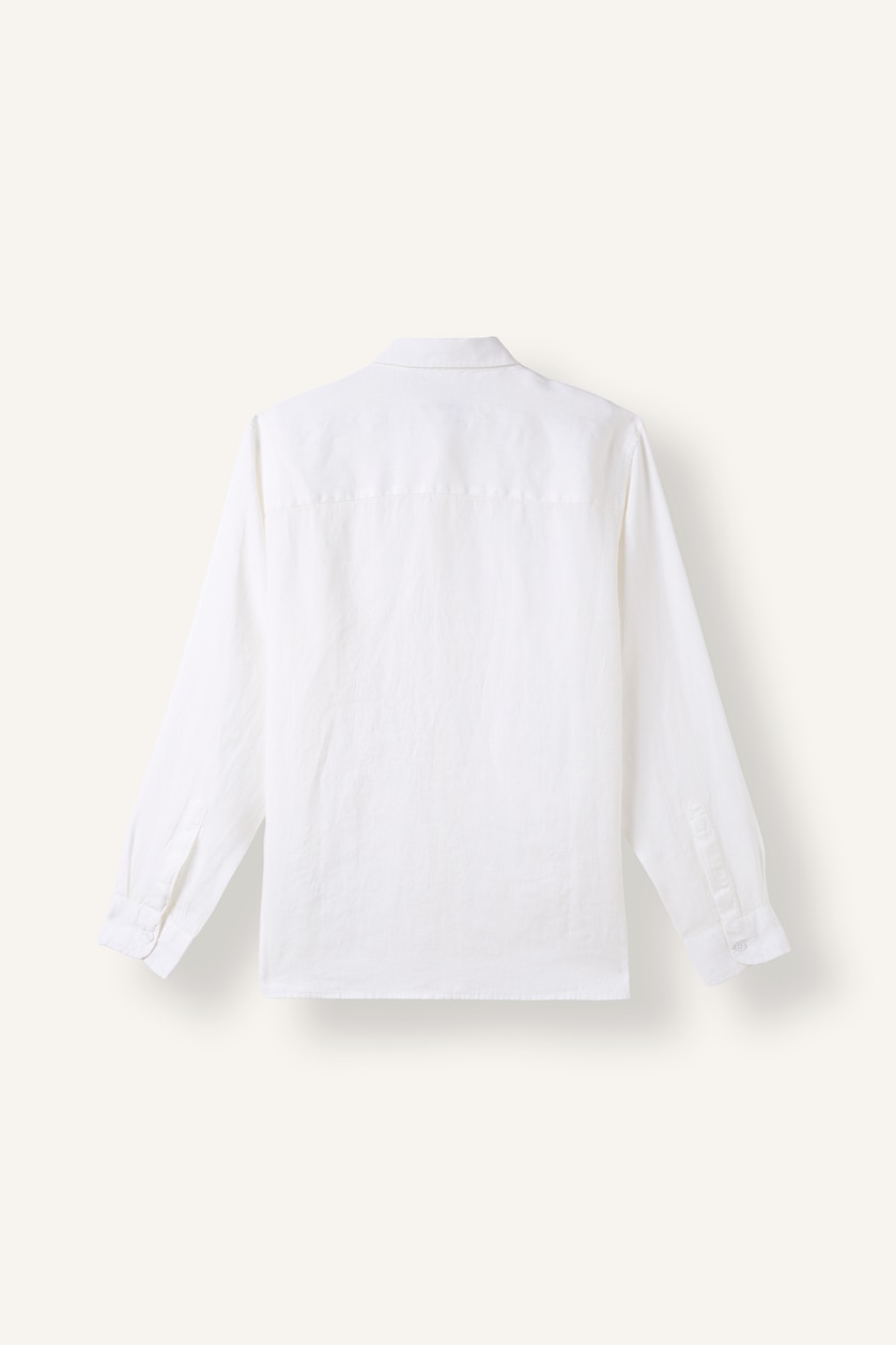 Men White Regular Fit Linen Long Sleeve Shirt
