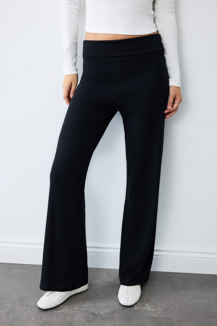WOMAN Black Flare Ribana Trousers