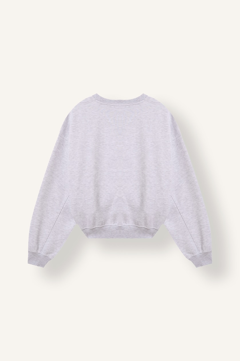 Kadın Gri Melanj Loose Fıt Kalın Sweatshirt Kumaşı Sweatshirt
