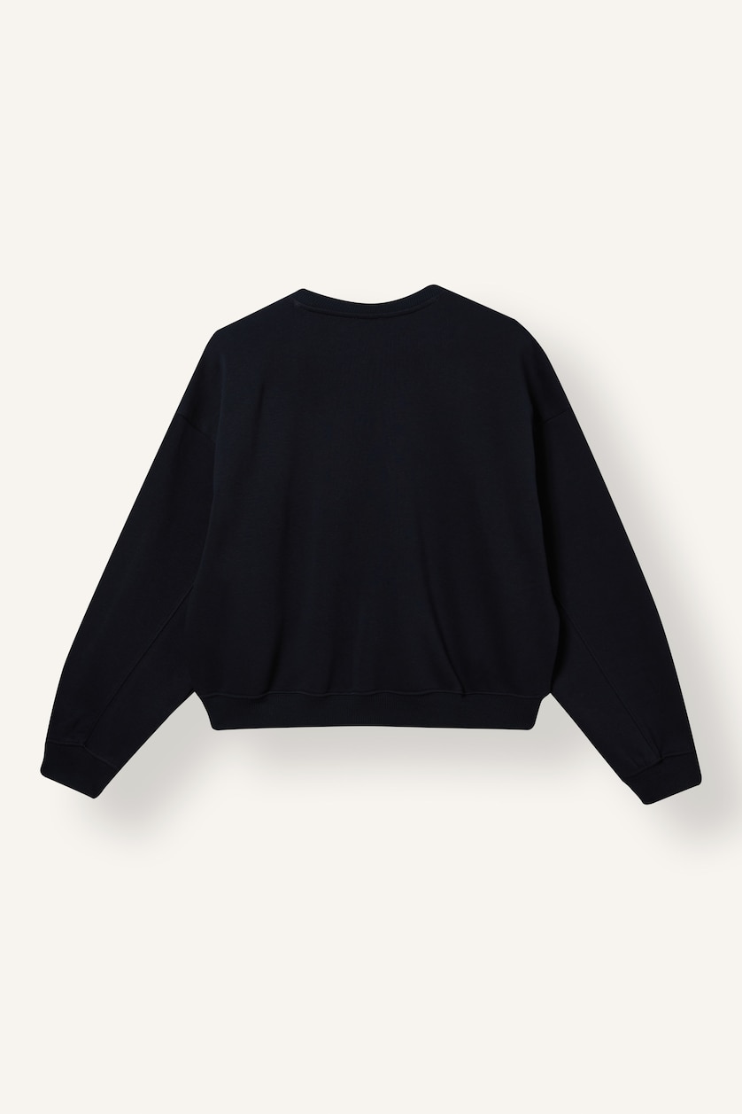 Kadın Lacivert Loose Fıt Kalın Sweatshirt Kumaşı Sweatshirt