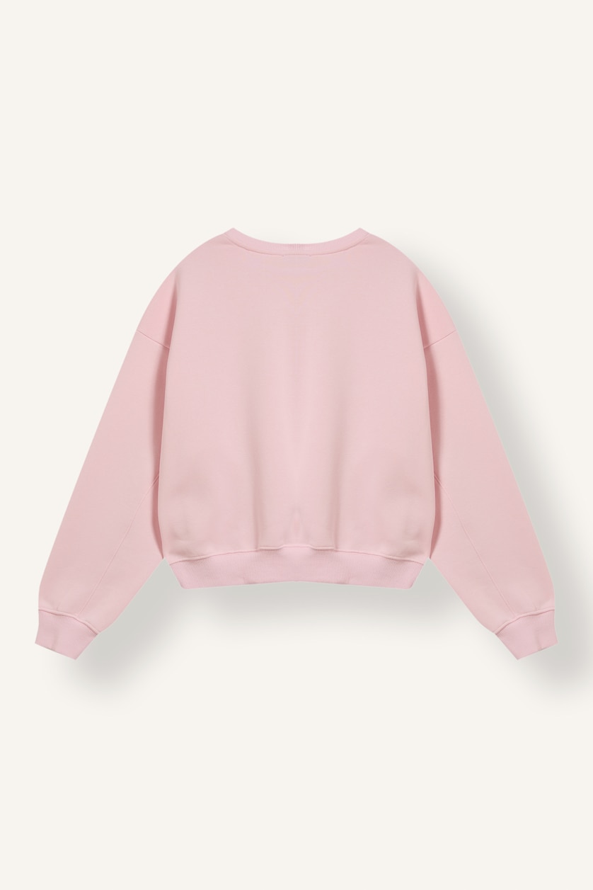 Women Light Pink Loose Fit Thick Sweatshirt Fabric Sweatshirt