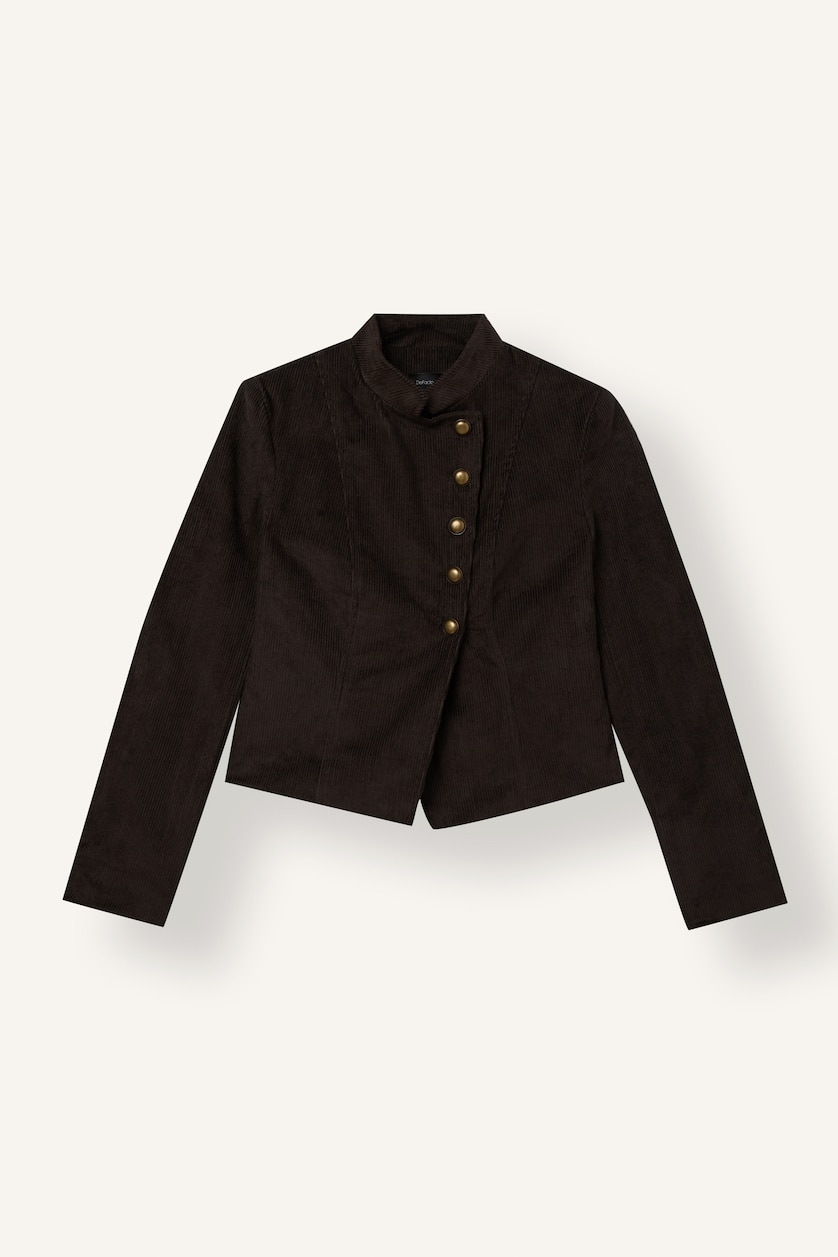 Women Brown Slim Fit Velvet Jacket
