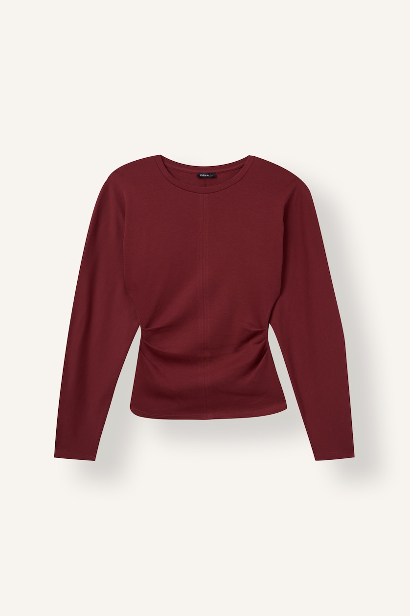 Women Bordeaux Slim Fit Long Sleeve T-Shirt