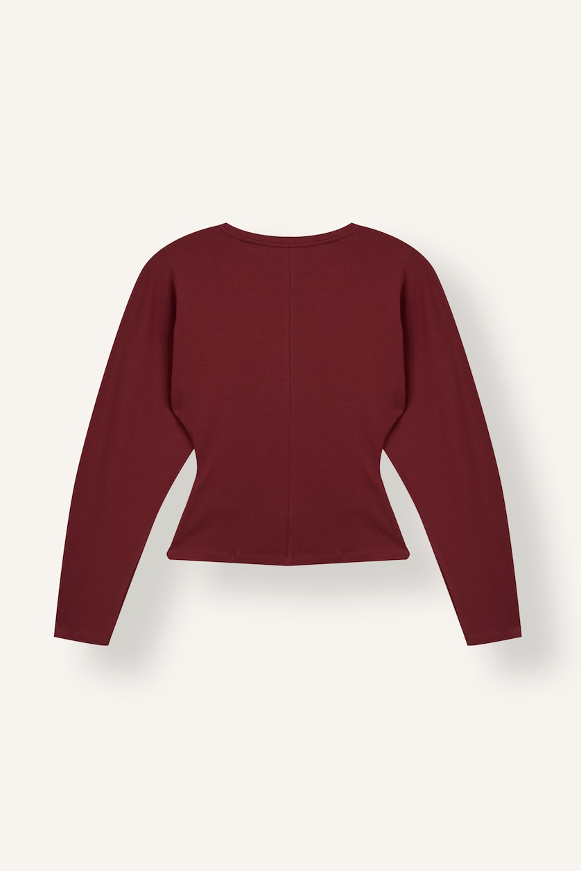 Women Bordeaux Slim Fit Long Sleeve T-Shirt