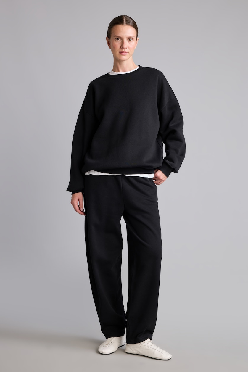 WOMAN Black Oversize Fit Thick Sweatshirt Fabric Sweatshirt