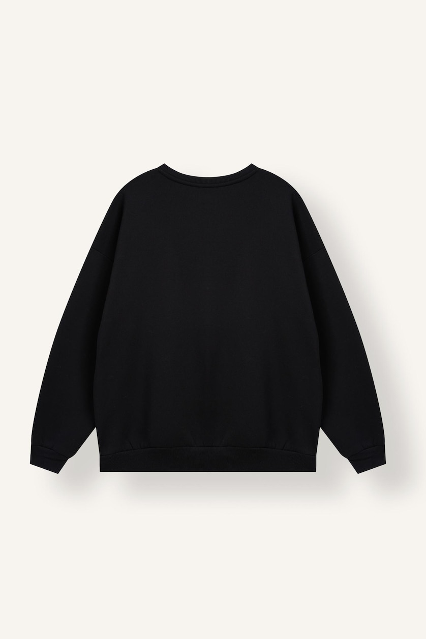 WOMAN Black Oversize Fit Thick Sweatshirt Fabric Sweatshirt