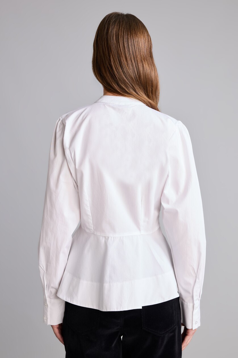 Kadın Beyaz Fitted Peplum Poplin Gömlek