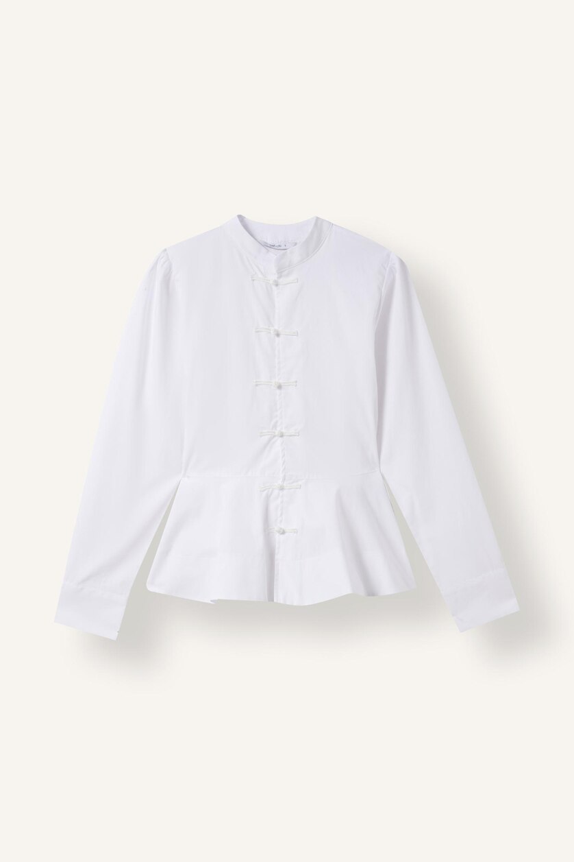 Kadın Beyaz Fitted Peplum Poplin Gömlek