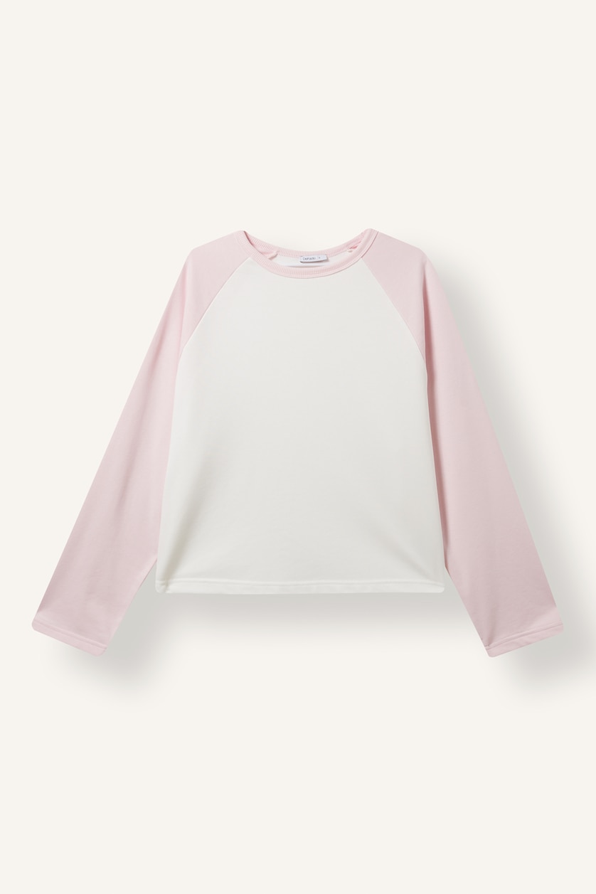 Kadın Kırık Beyaz Loose Fit Reglan Uzun Kollu Basic Tişört