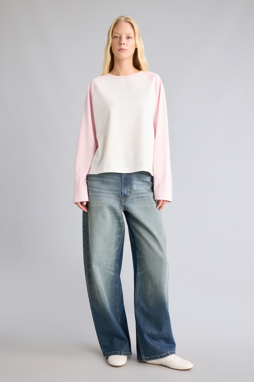 WOMAN White Loose Fit Long Sleeve T-Shirt