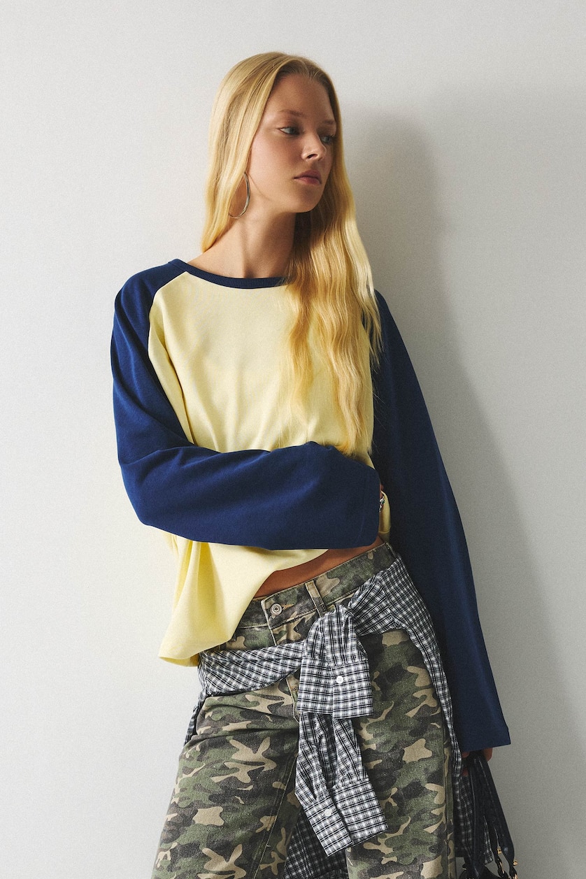 Women Light Yellow Loose Fit Long Sleeve T-Shirt