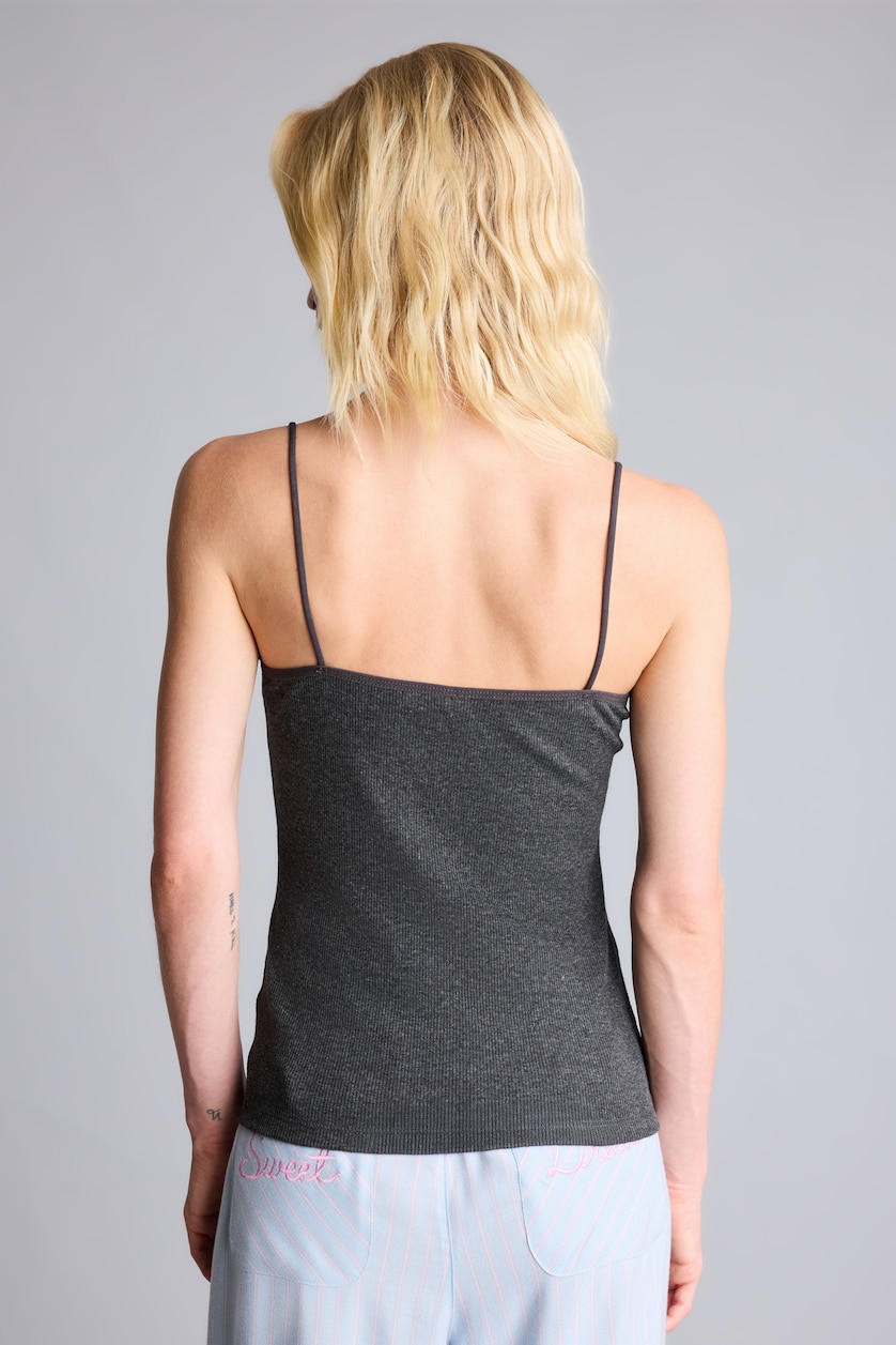 Women Anthracite Melange Ribana Tank Top