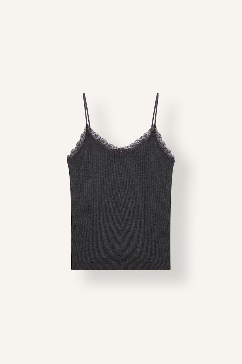 Women Anthracite Melange Ribana Tank Top