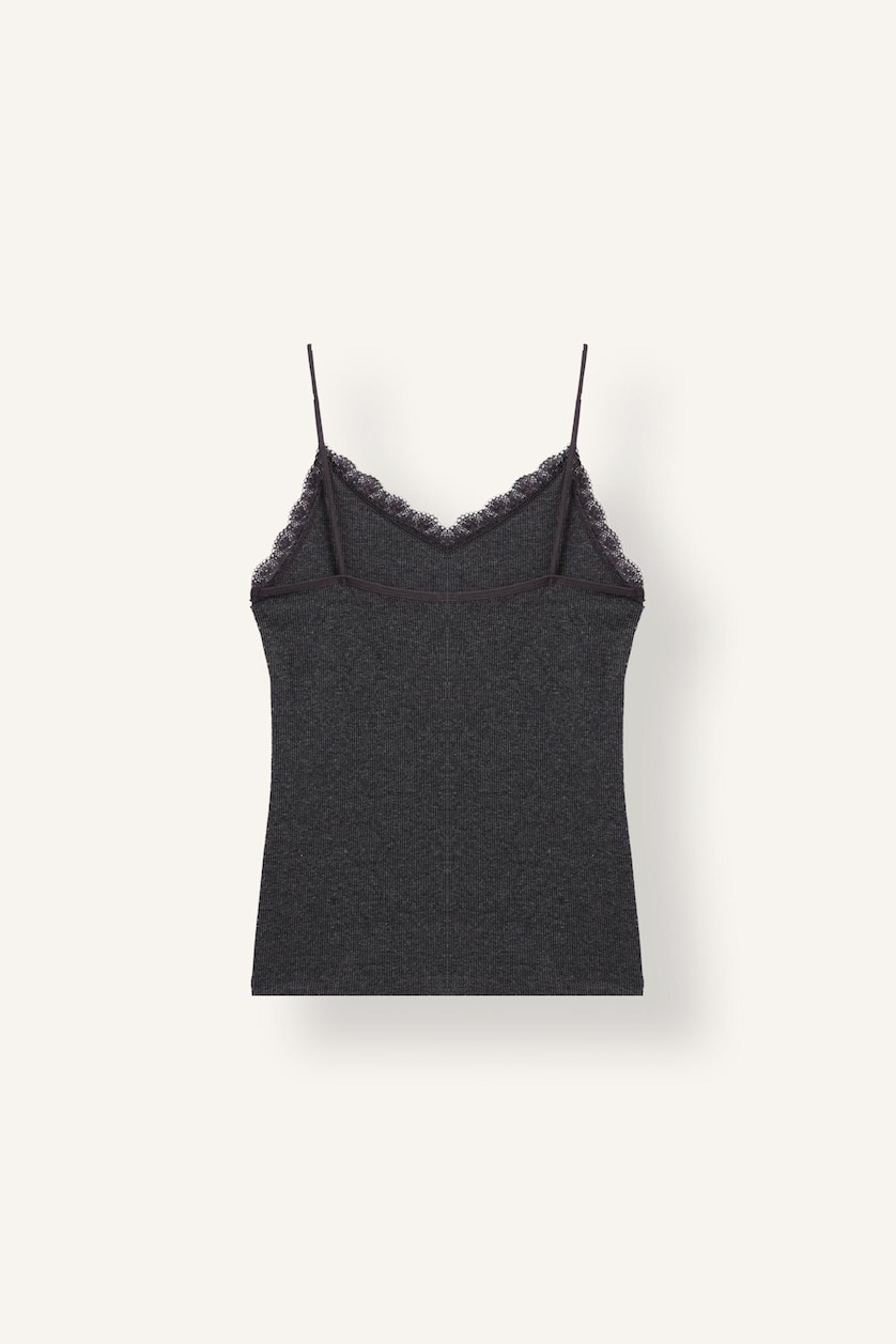 Women Anthracite Melange Ribana Tank Top