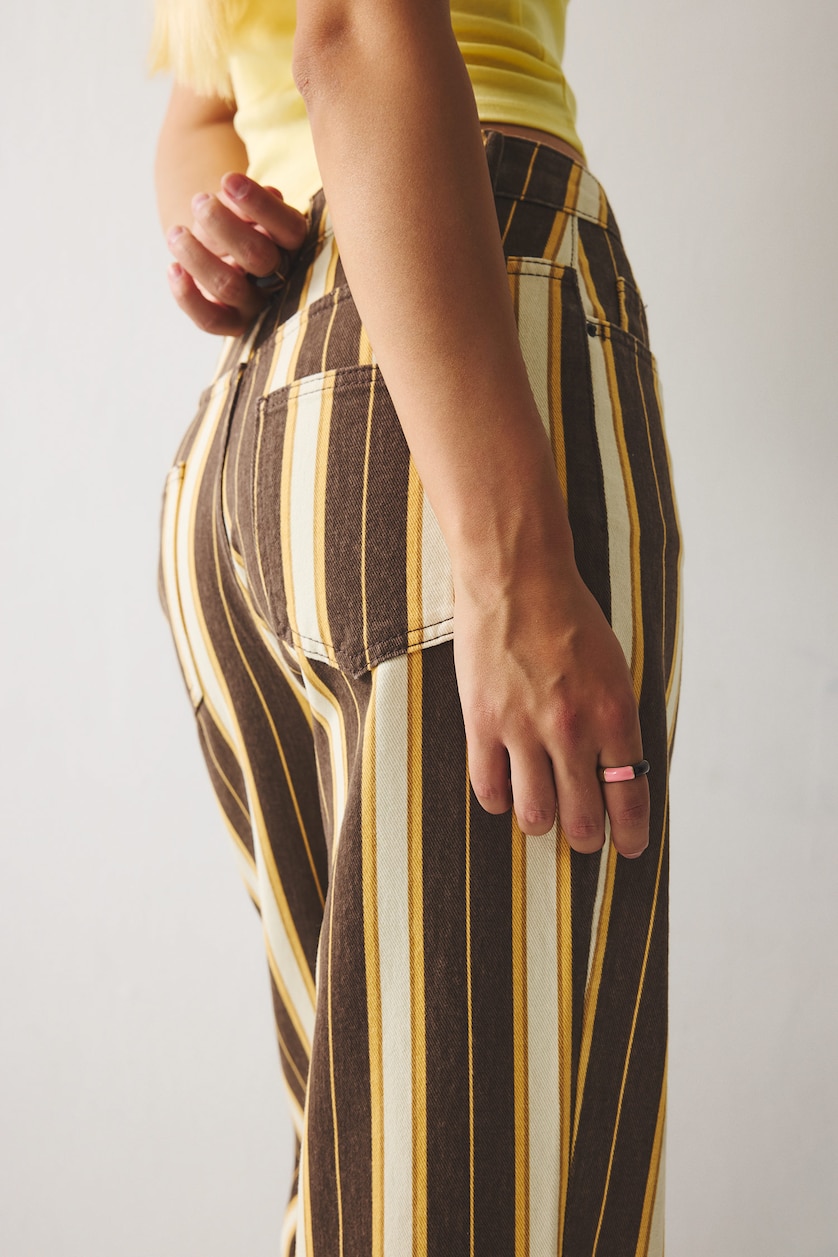 Woman Beige Normal Waist Straight Fit Trousers