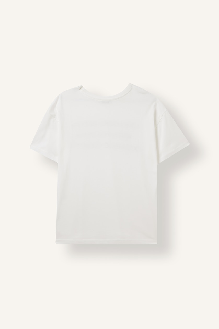 Woman White Oversize Fit Short Sleeve T-Shirt