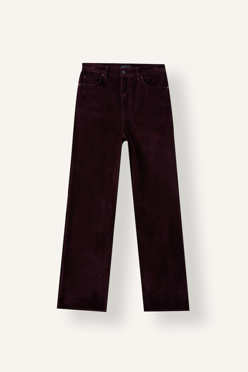 Kadın Bordo Yüksek Bel Straight Fit Pantolon