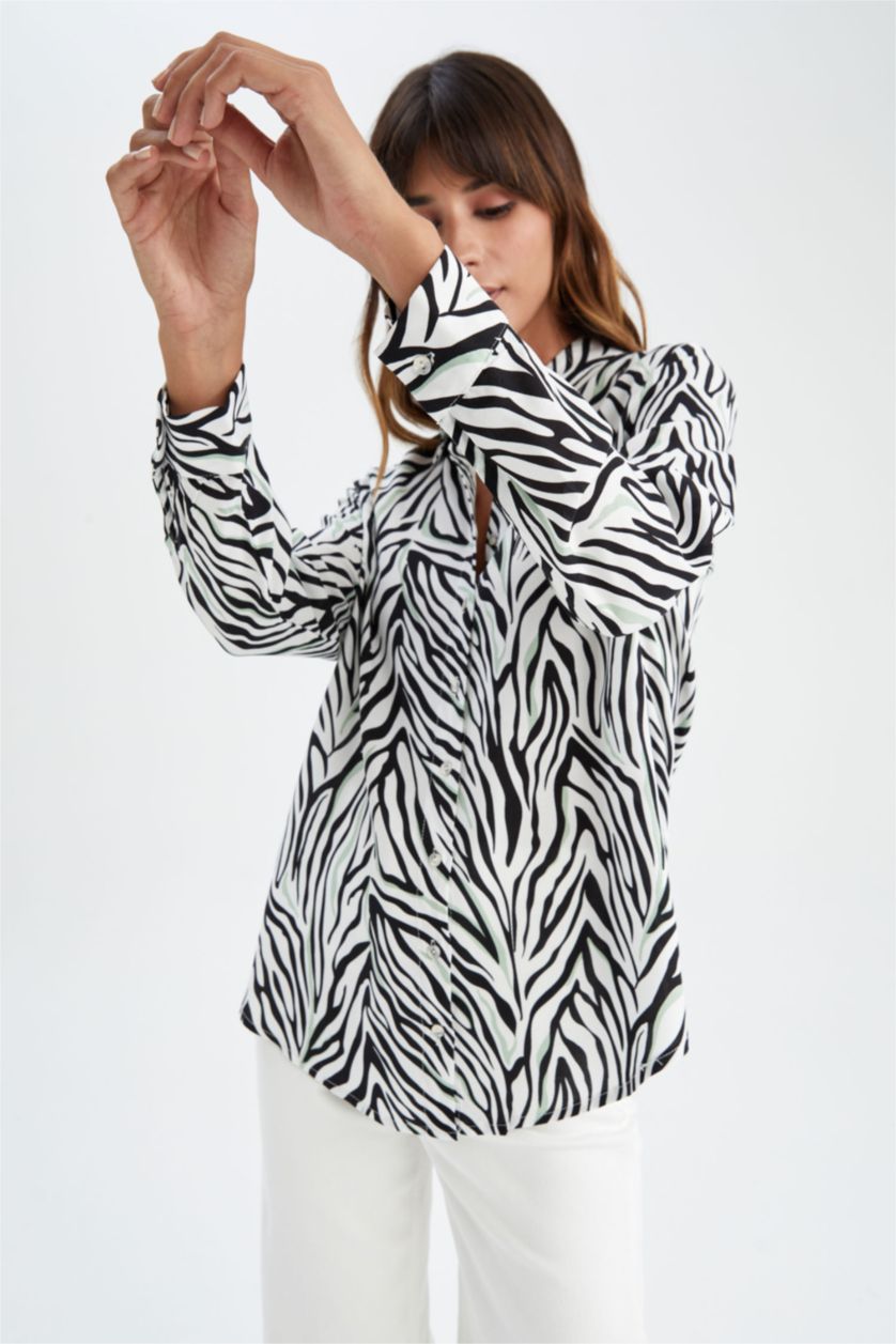 Woman White Regular Fit Long Sleeve Shirt