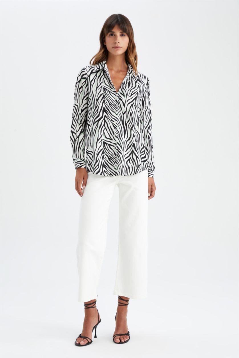 Woman White Regular Fit Long Sleeve Shirt