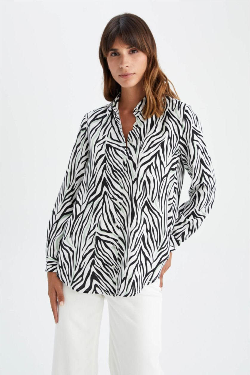 Woman White Regular Fit Long Sleeve Shirt