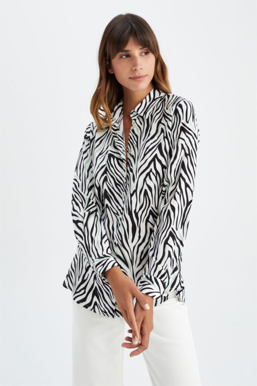 Woman White Regular Fit Long Sleeve Shirt