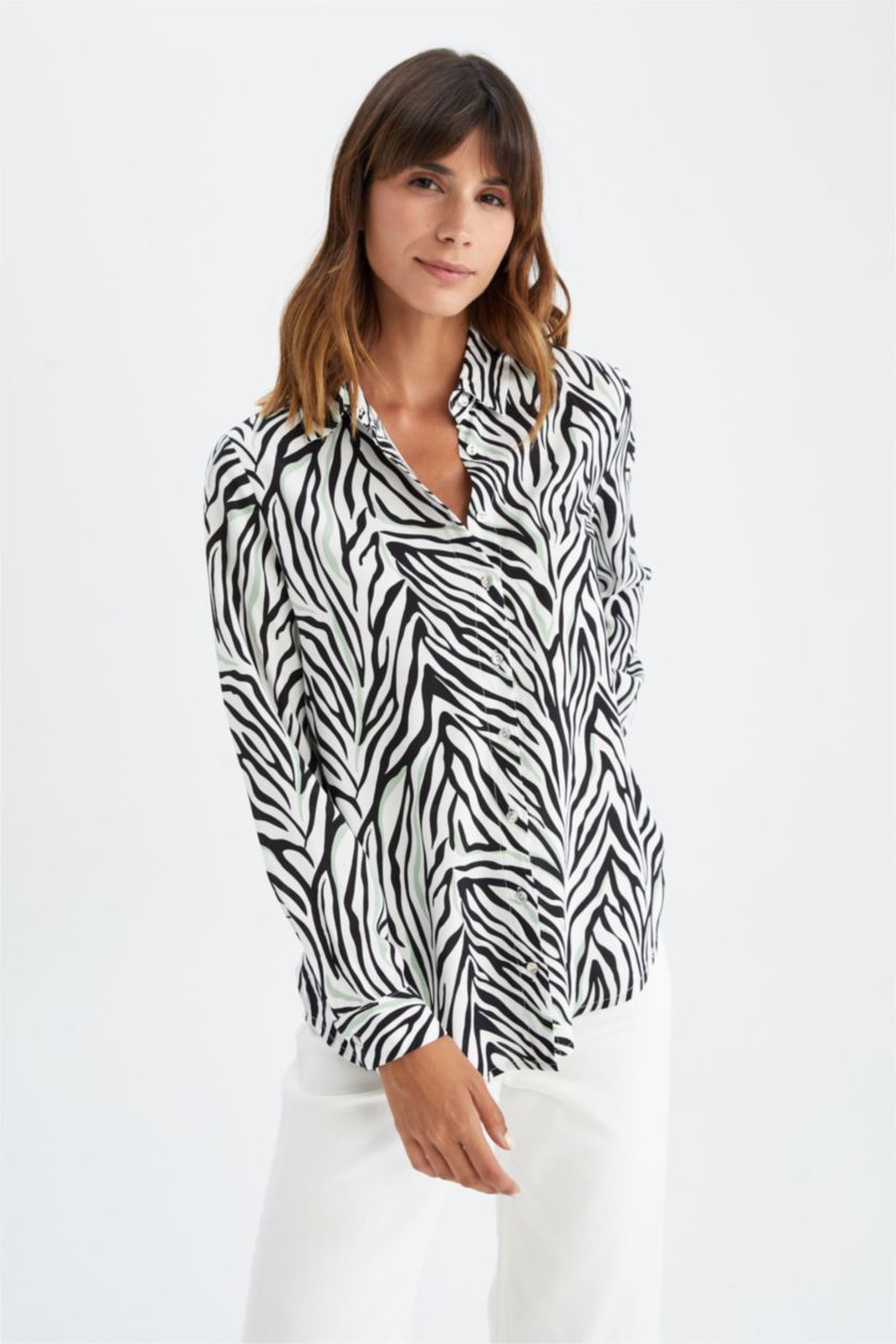 Woman White Regular Fit Long Sleeve Shirt