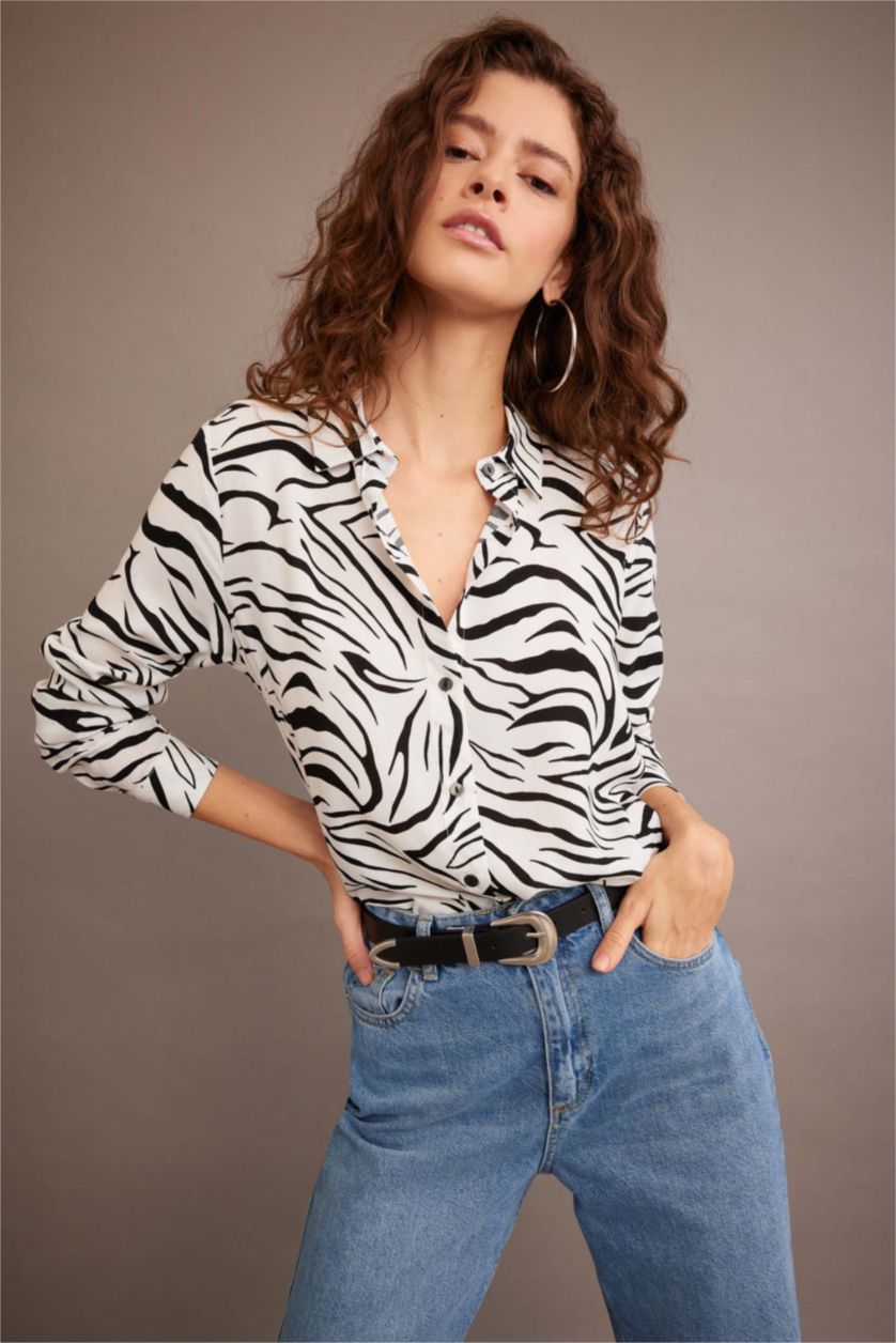 Woman Ecru Regular Fit Long Sleeve Shirt
