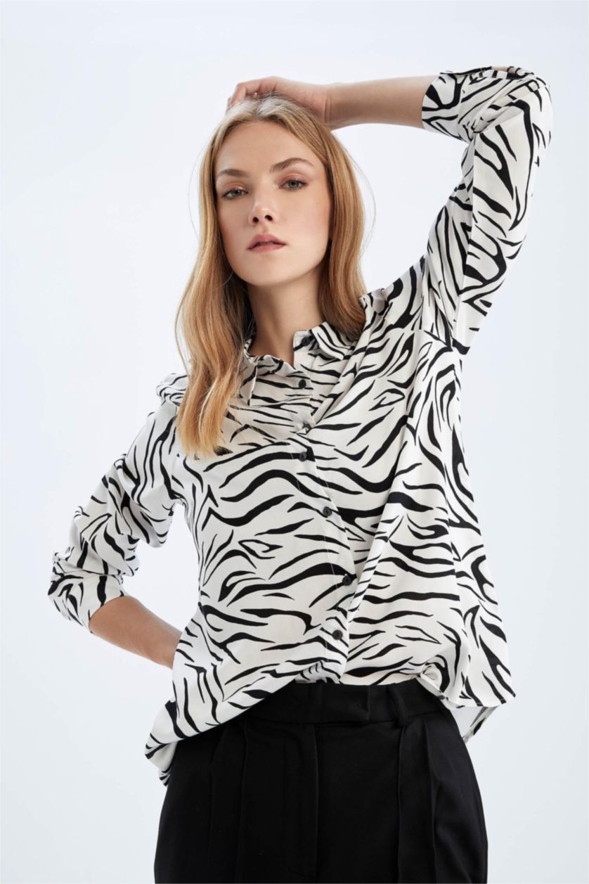 Woman Ecru Regular Fit Long Sleeve Shirt