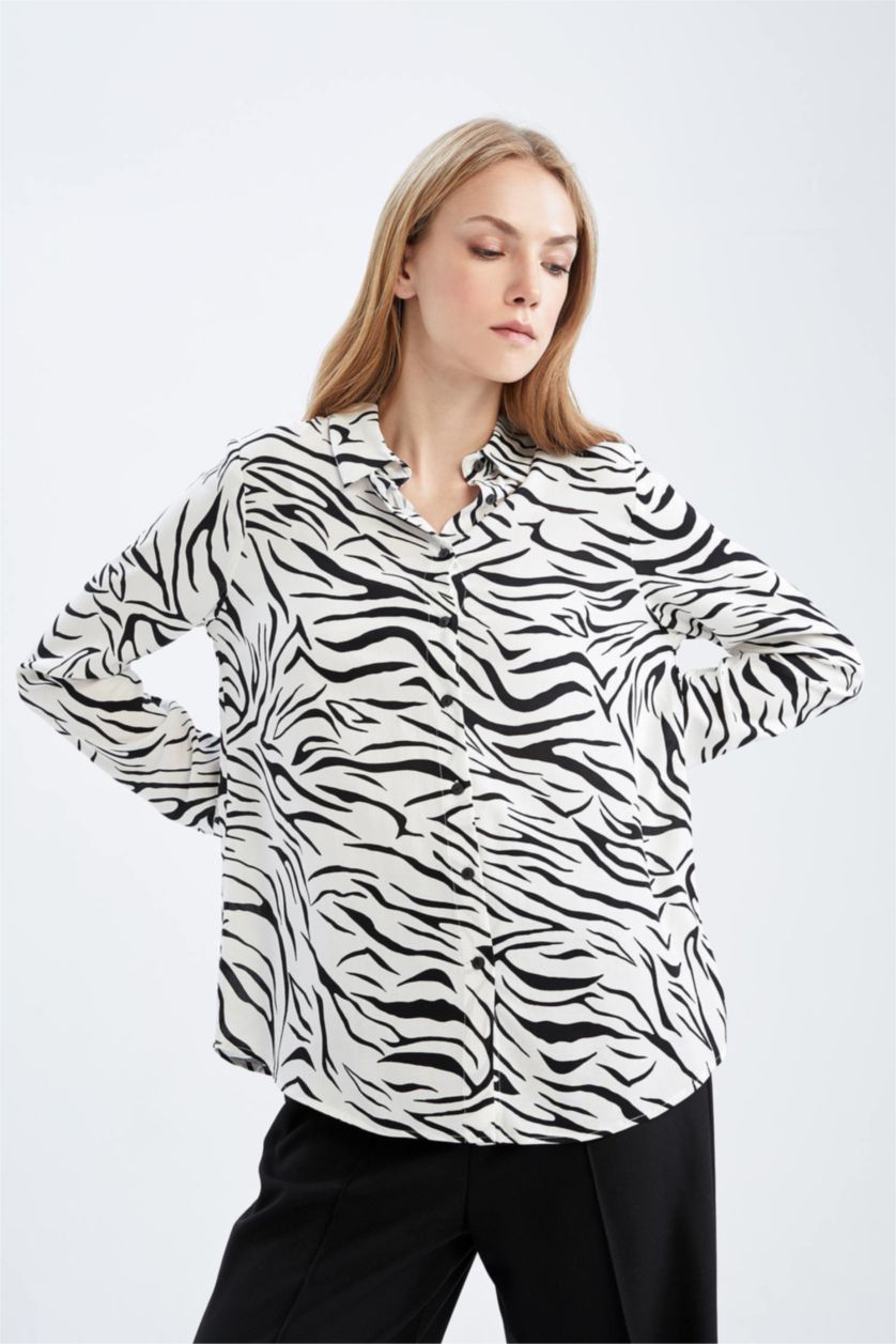 Woman Ecru Regular Fit Long Sleeve Shirt