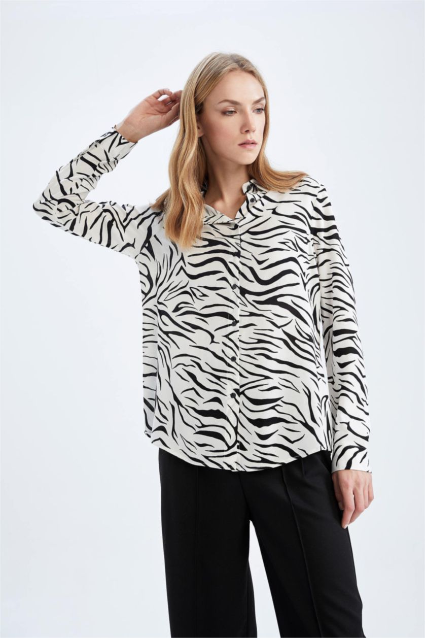 Woman Ecru Regular Fit Long Sleeve Shirt