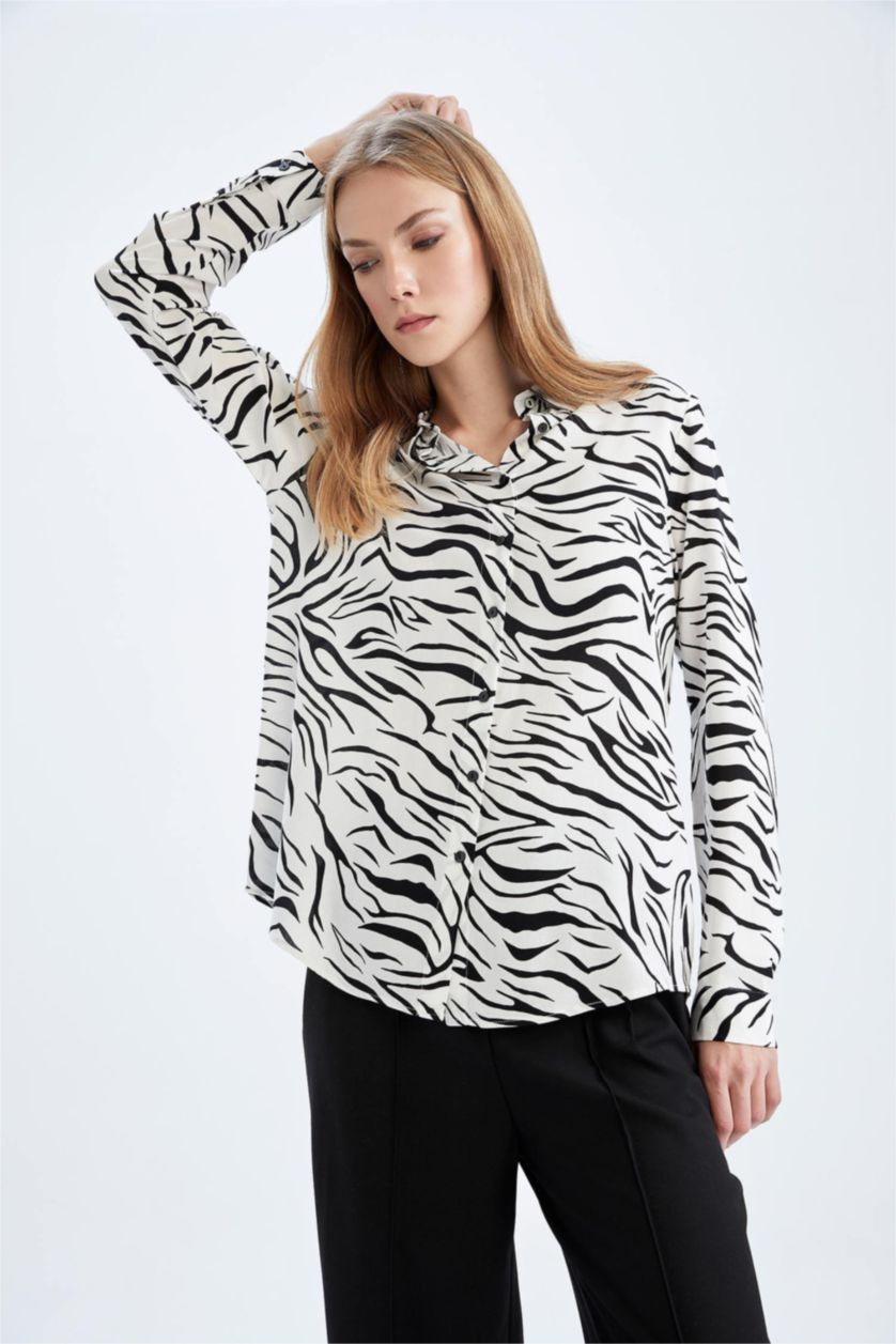 Woman Ecru Regular Fit Long Sleeve Shirt