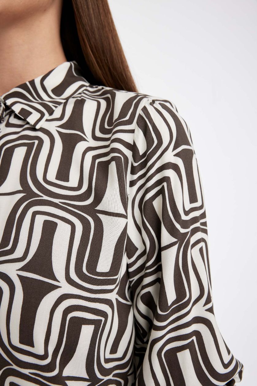 FEMME Marron Chemise à imprimé à Manches Longues Coupe régulière