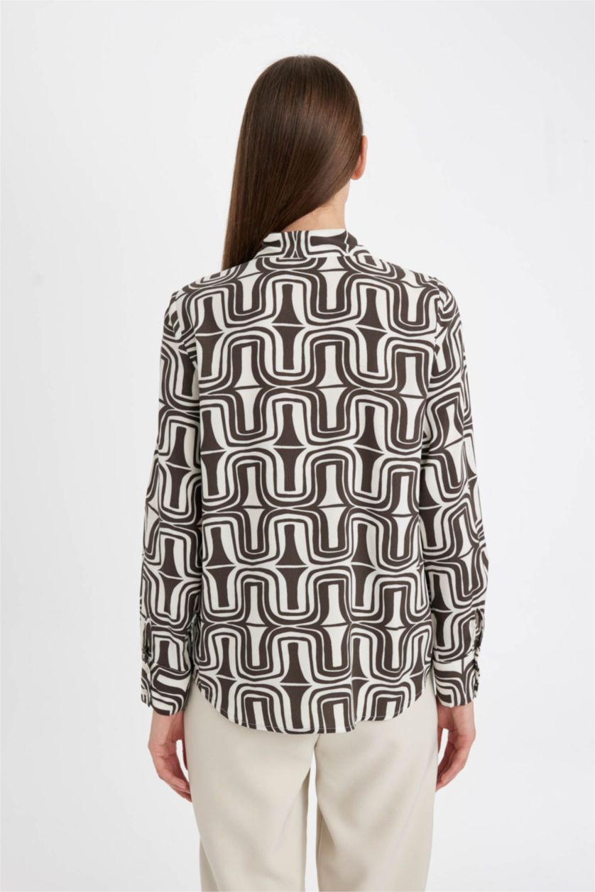 FEMME Marron Chemise à imprimé à Manches Longues Coupe régulière