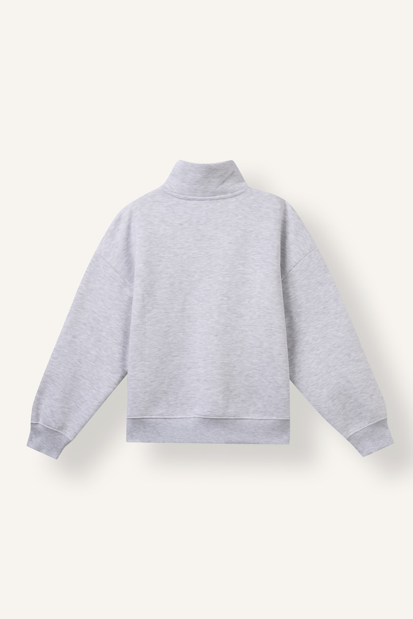 Young Girls - Teen Girls Light Grey Melange Woman Oversize Fit Slogan Sweatshirt