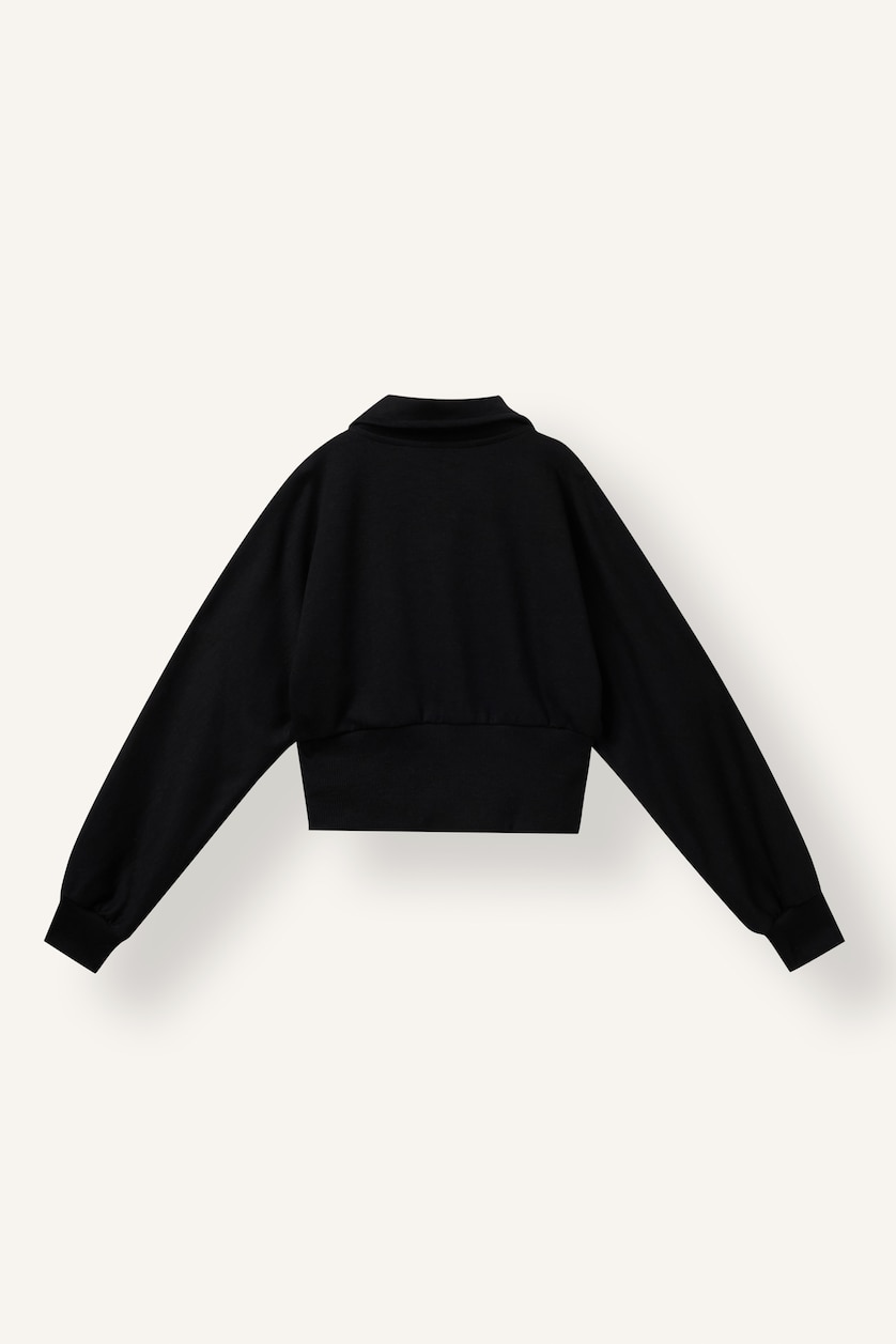 Kız Çocuk - Genç Kız Siyah Fermuarlı Crop Basic Hırka Kız Çocuk