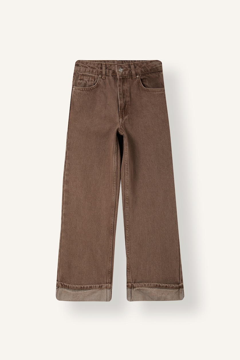 Young Girls - Teen Girls Brown Unisex Wide Leg Denim Trousers