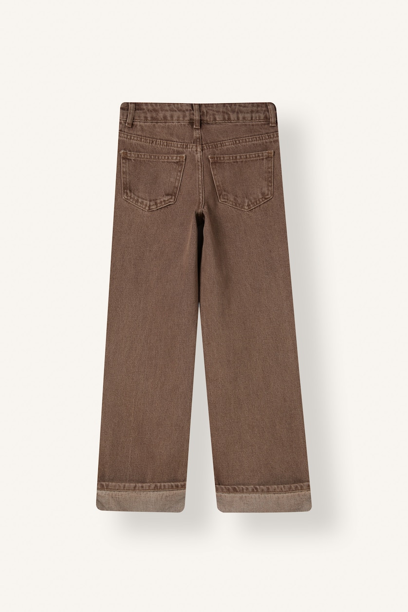 Young Girls - Teen Girls Brown Unisex Wide Leg Denim Trousers