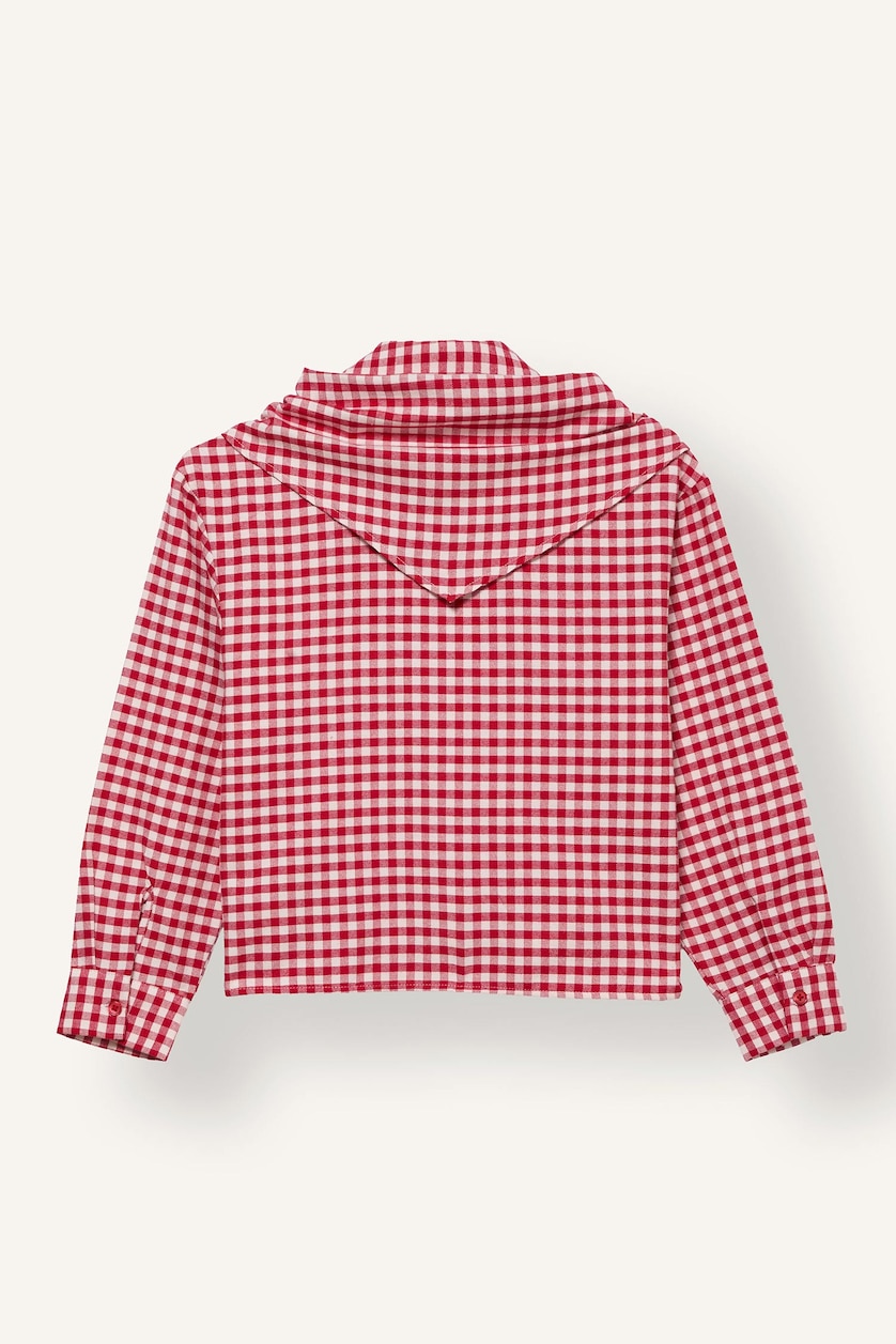 Kız Çocuk - Genç Kız Kırmızı Relaxed Fit Pötikare Flanel Gömlek Kız Çocuk