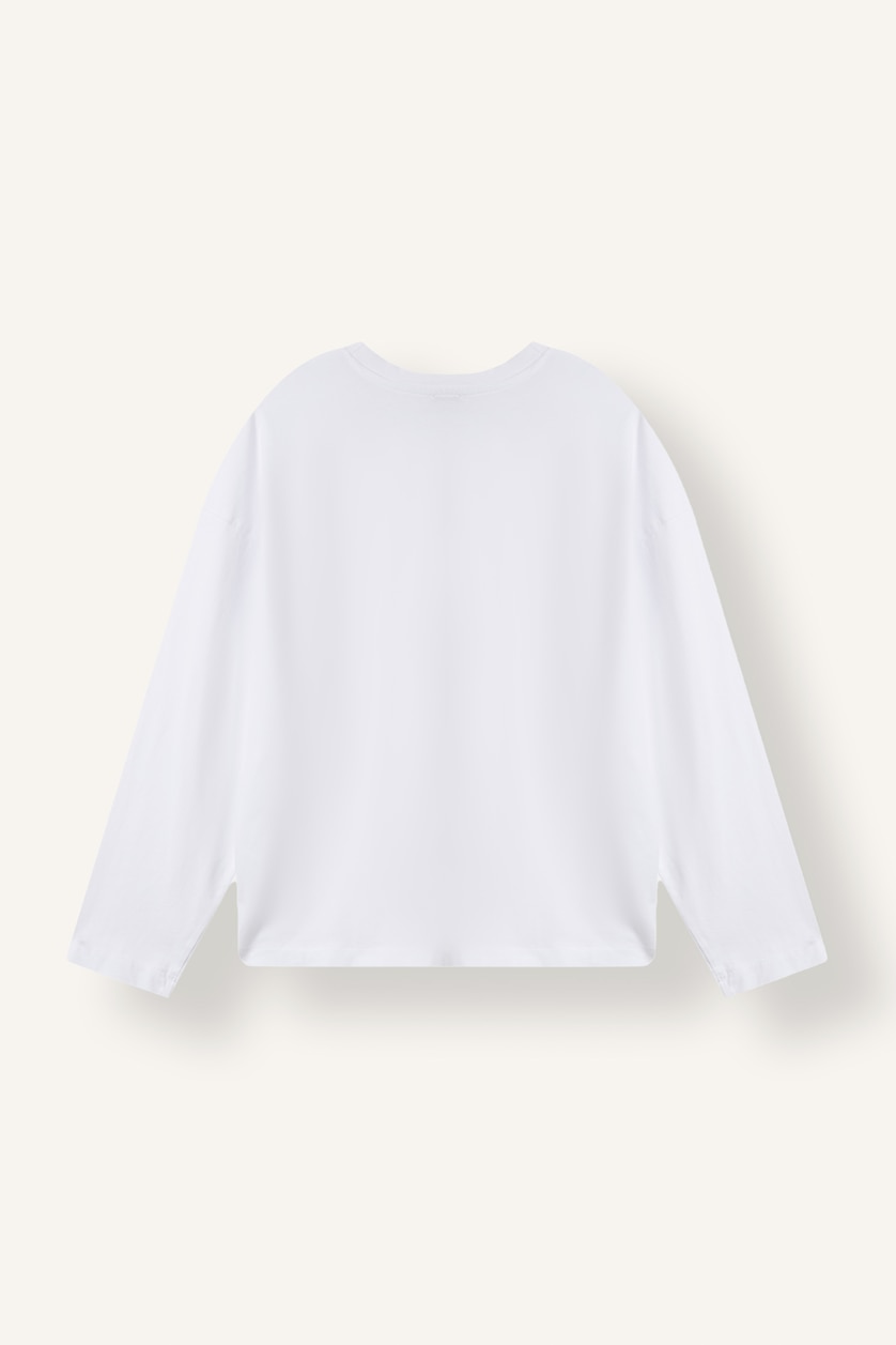 Woman White Oversize Fit Long Sleeve T-Shirt