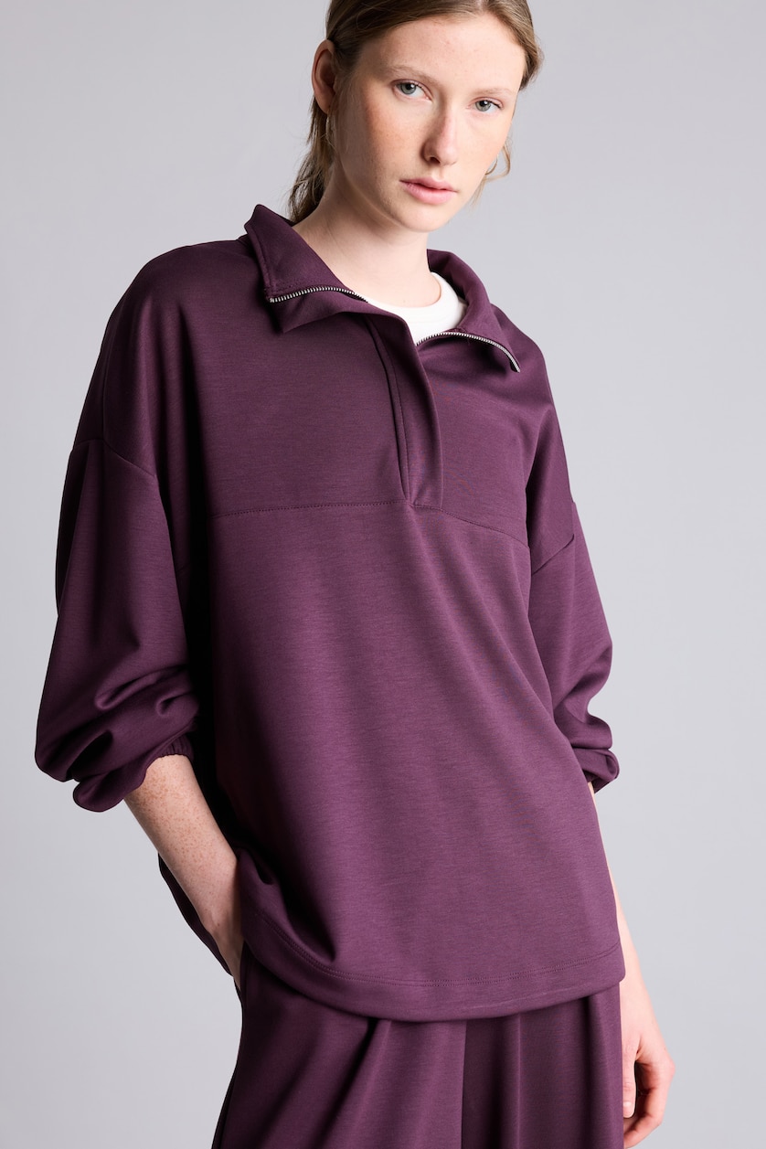 Women Dark Purple Balloon Fit Sweatshirt