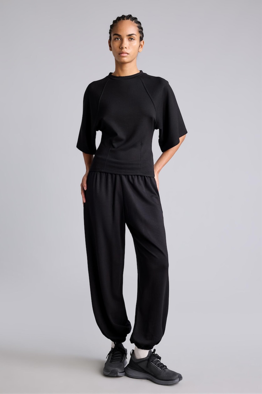 Women Black Regular Fit Short Sleeve T-Shirt