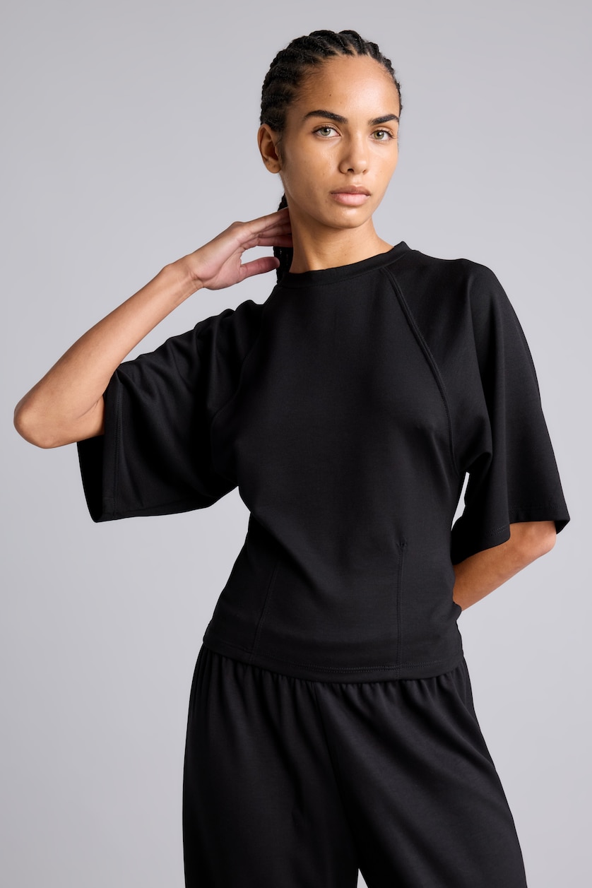 Women Black Regular Fit Short Sleeve T-Shirt