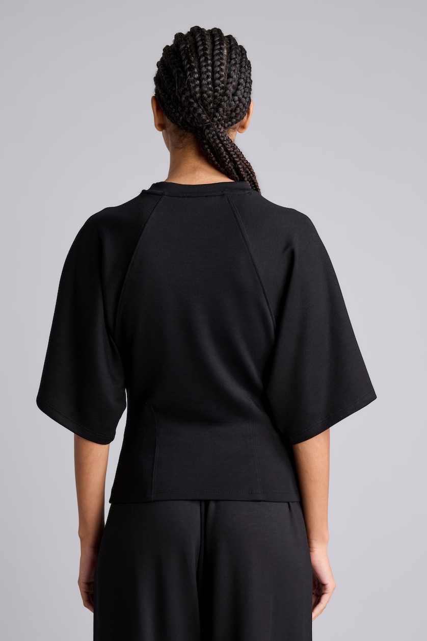 Women Black Regular Fit Short Sleeve T-Shirt