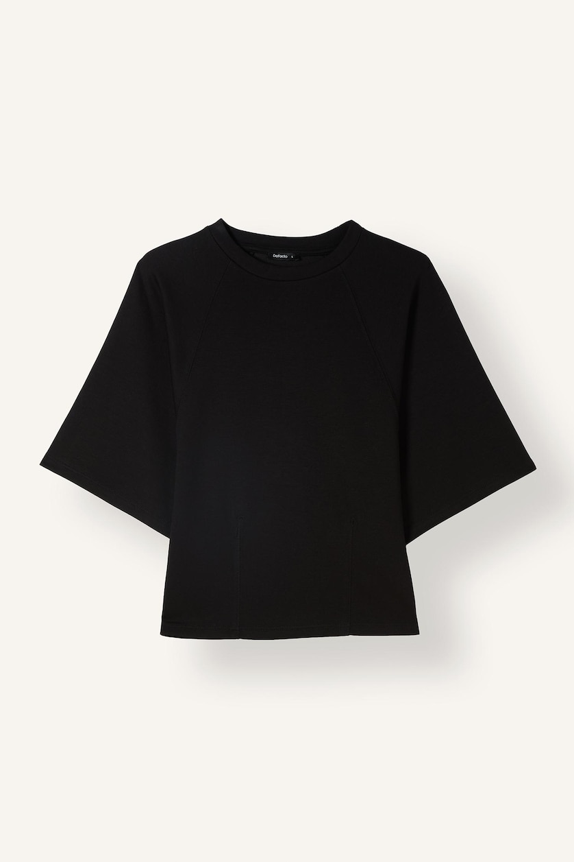 Women Black Regular Fit Short Sleeve T-Shirt
