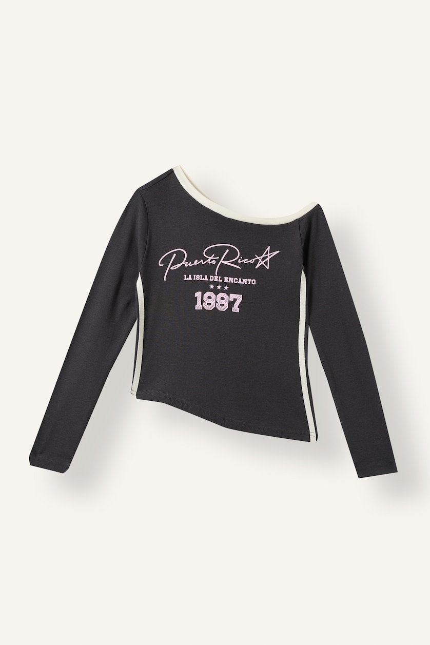 Young Girls - Teen Girls Anthracite Fashion Fit Slogan Long Sleeve T-Shirt
