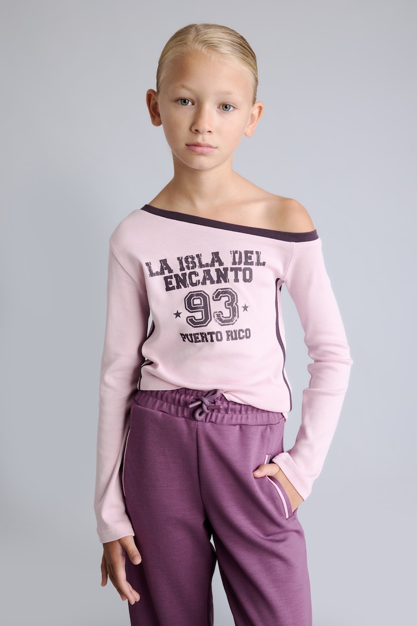 Young Girls - Teen Girls Light Pink Fashion Fit Slogan Long Sleeve T-Shirt