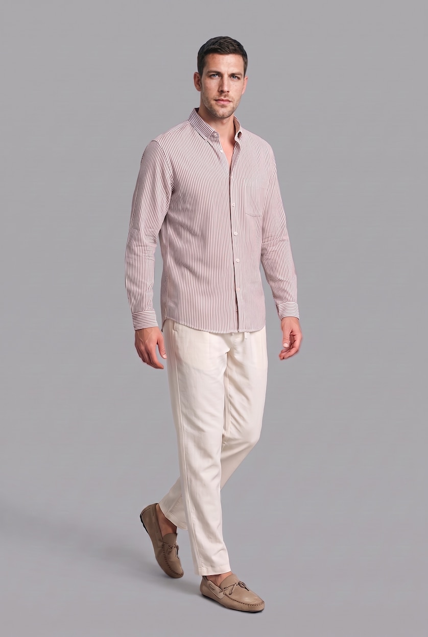 MAN Brown Regular Fit Cotton Long Sleeve Shirt